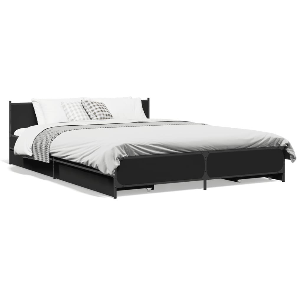 vidaXL Estructura cama con cajones madera ingeniería negra 160x200 cm