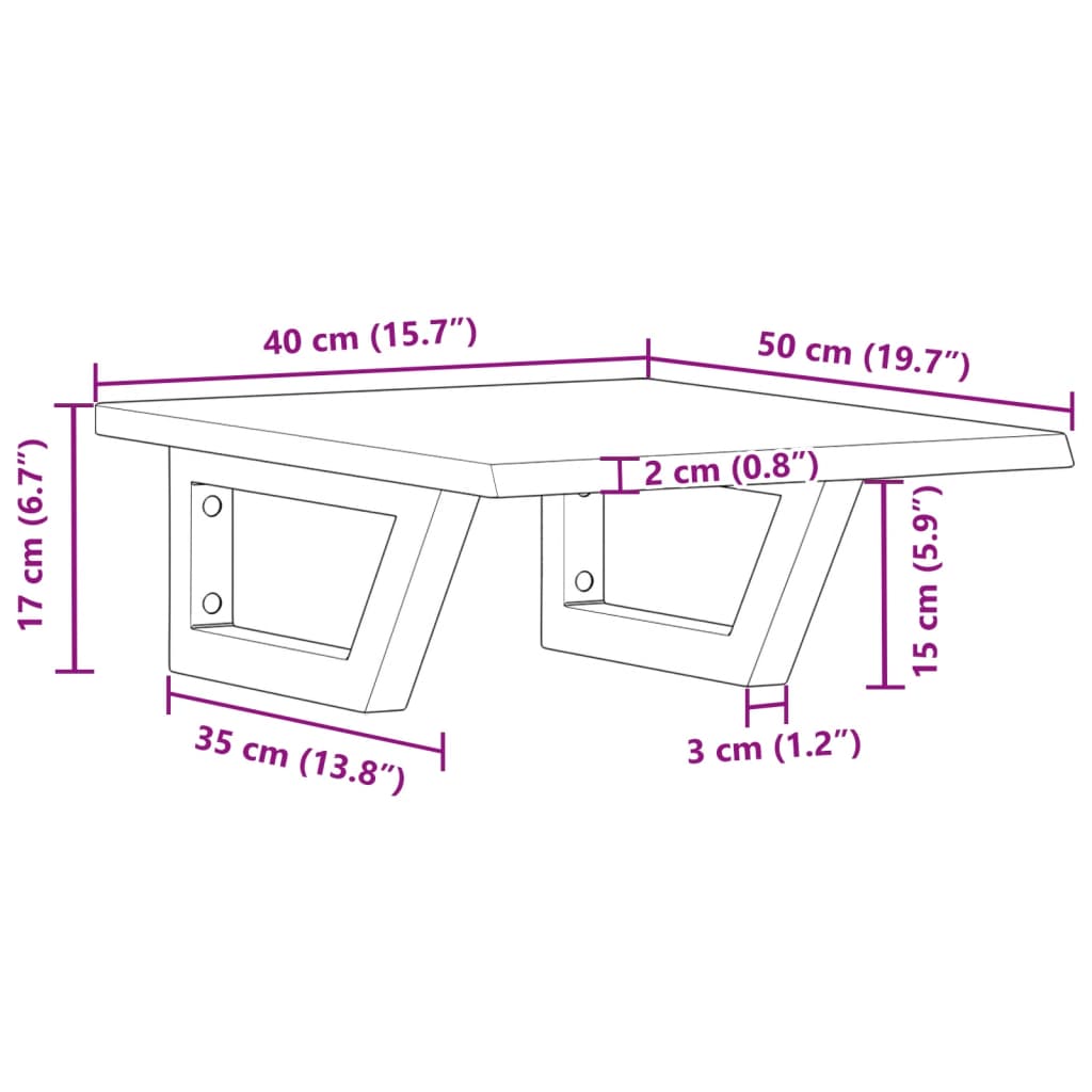 vidaXL Estante de lavabo de pared de acero y madera maciza de roble