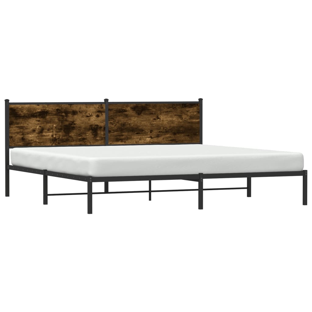 vidaXL Cama con cabecero y pie de cama metal marrón roble 90x190 cm