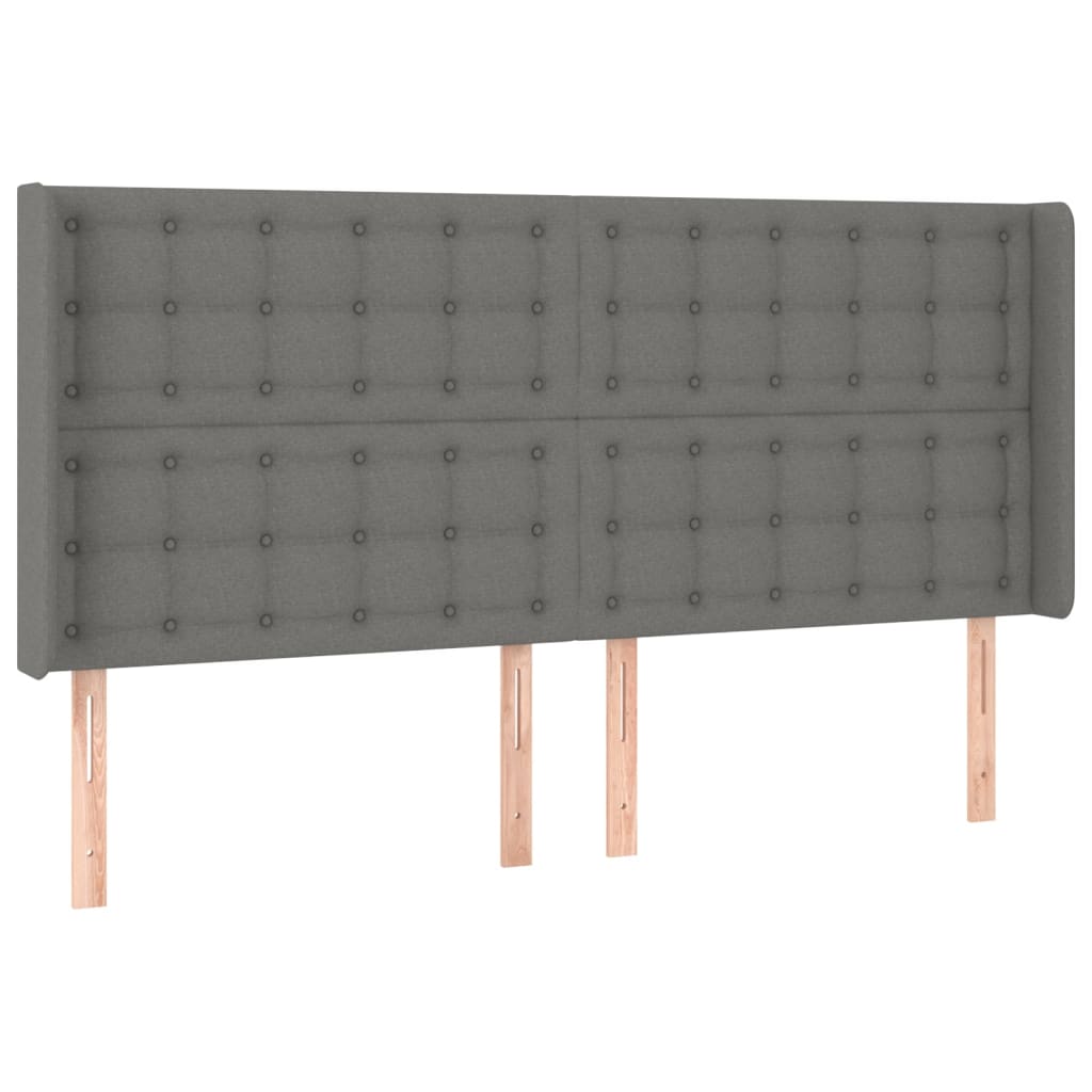 vidaXL Cabecero con LED de tela gris oscuro 183x16x118/128 cm