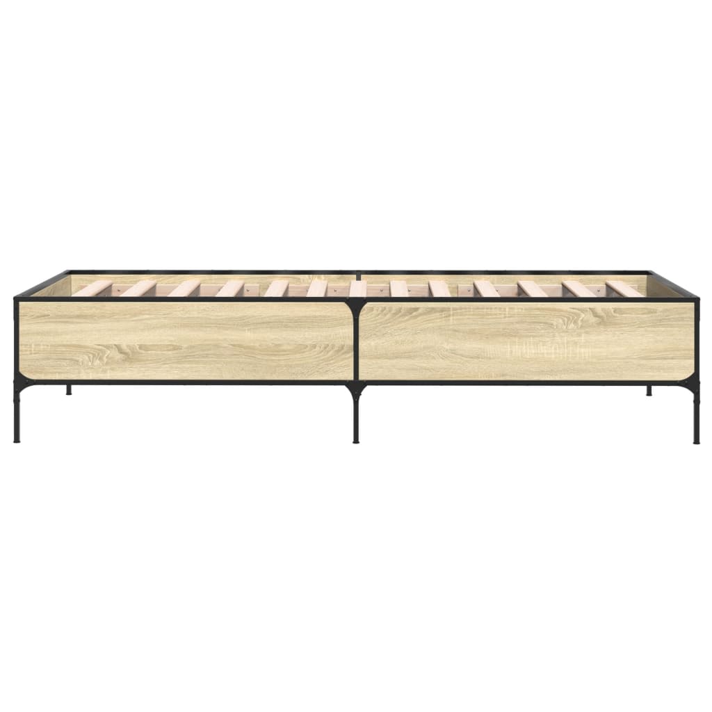 vidaXL Estructura cama madera ingeniería metal roble Sonoma 90x200 cm