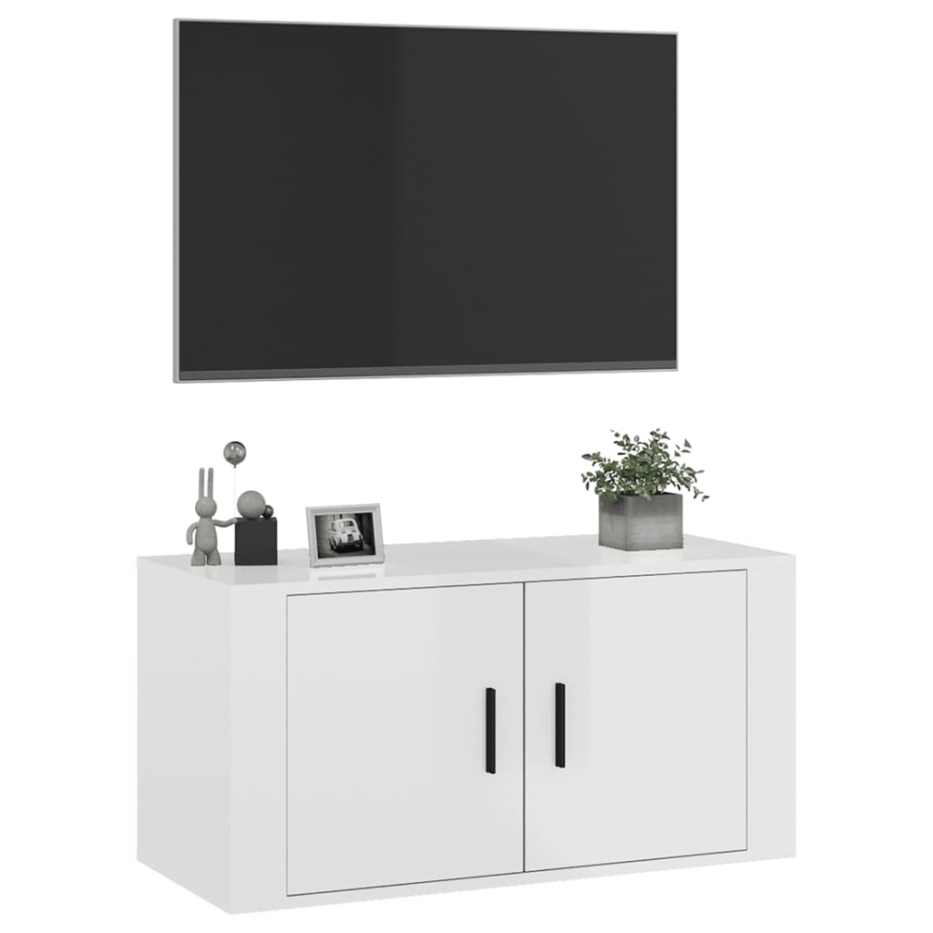 vidaXL Mueble para TV de pared blanco brillante 80x34,5x40 cm