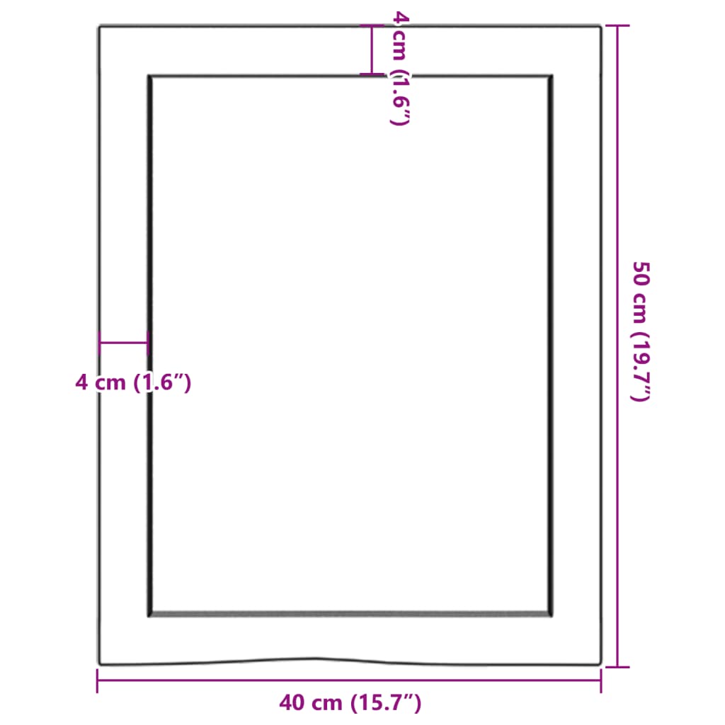 vidaXL Encimera de baño madera tratada marrón oscuro 40x50x(2-6) cm