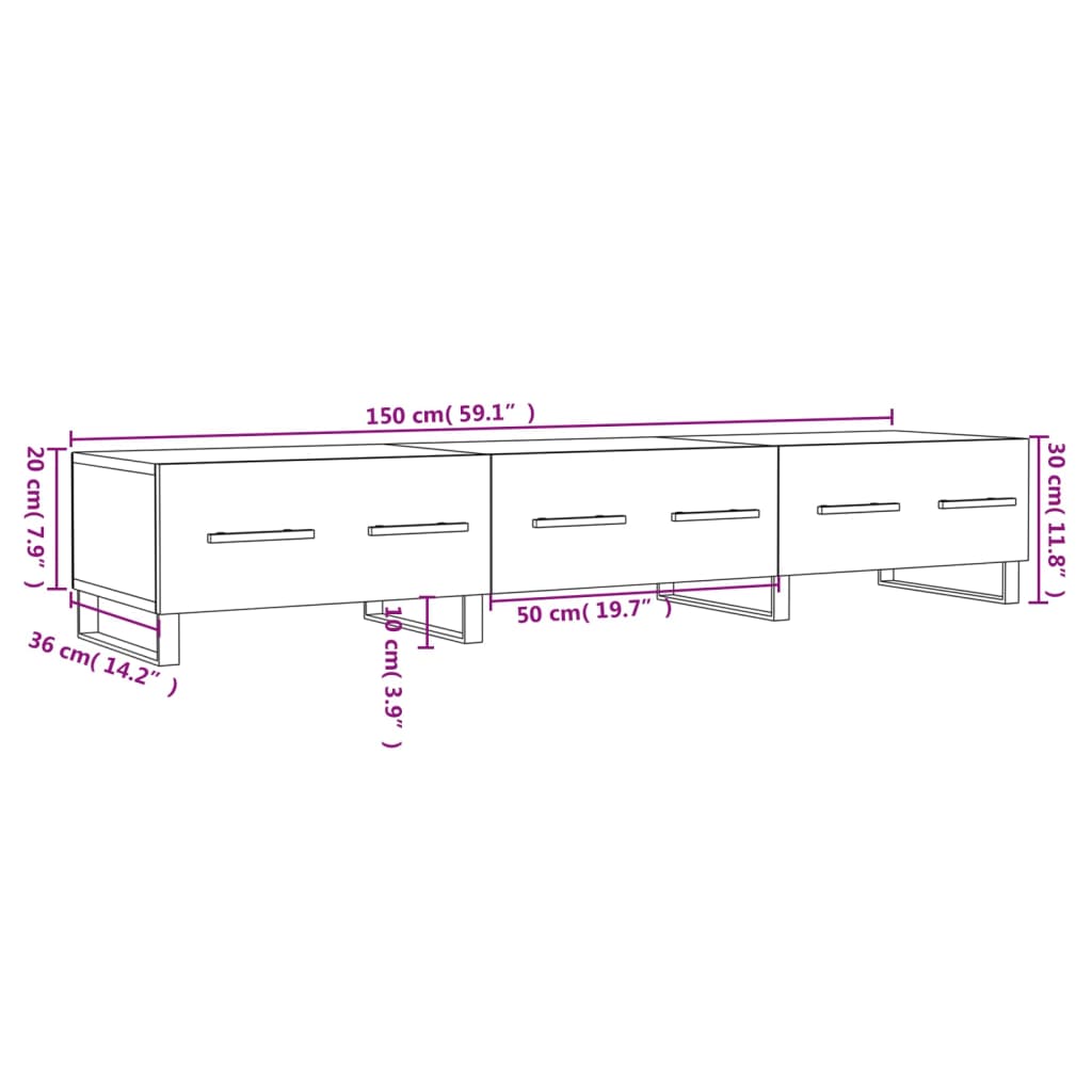 vidaXL Mueble de TV madera de ingeniería roble marrón 150x36x30 cm