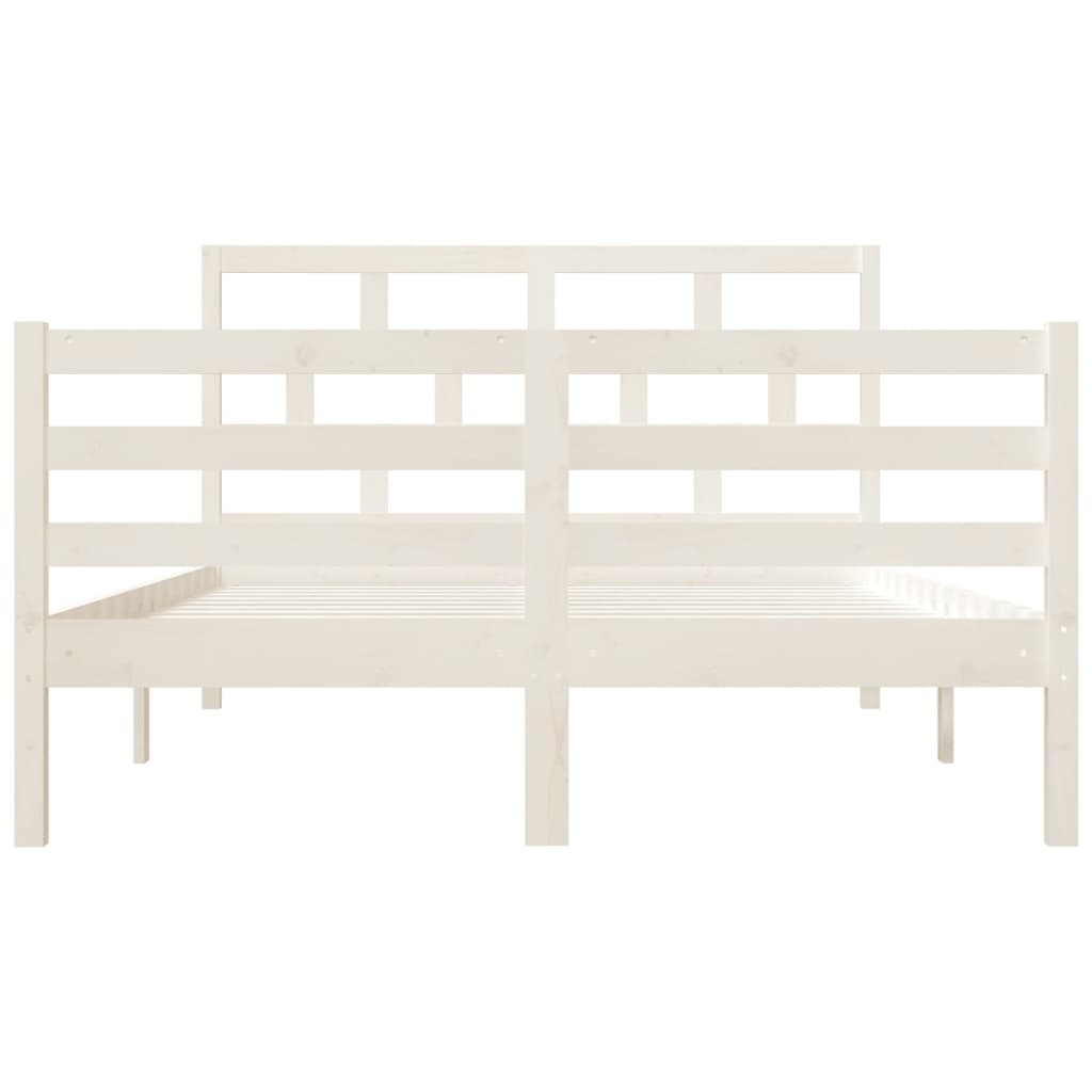 vidaXL Estructura de cama doble de madera maciza blanco 135x190 cm