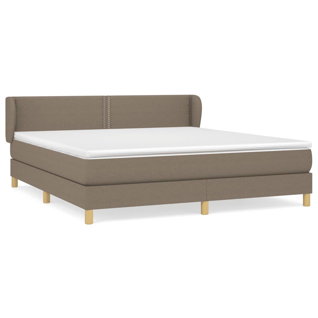 vidaXL Cama box spring con colchón tela gris taupe 180x200 cm