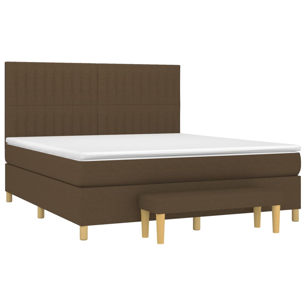 vidaXL Cama box spring con colchón tela marrón oscuro 160x200 cm