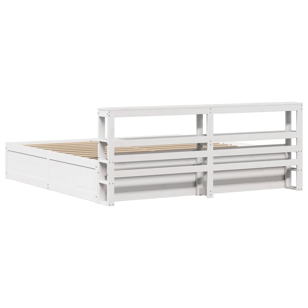 vidaXL Estructura de cama con cabecero madera de pino blanco 200x200cm