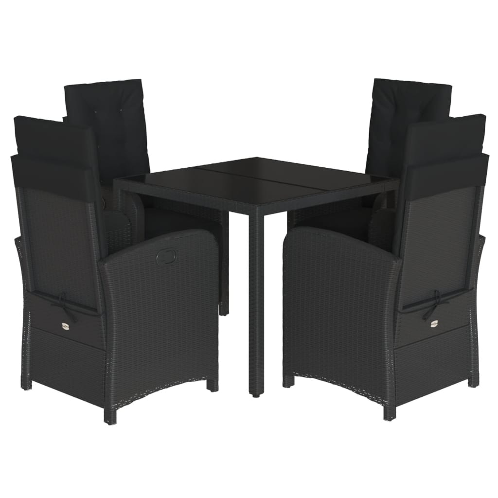 vidaXL Set de muebles jardín 5 pzas con cojines ratán sintético negro