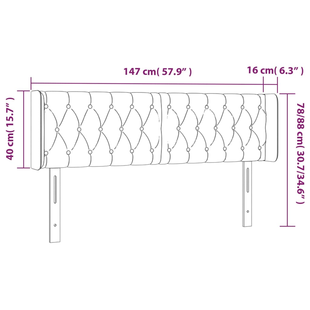 vidaXL Cabecero con LED de tela marrón oscuro 147x16x78/88 cm