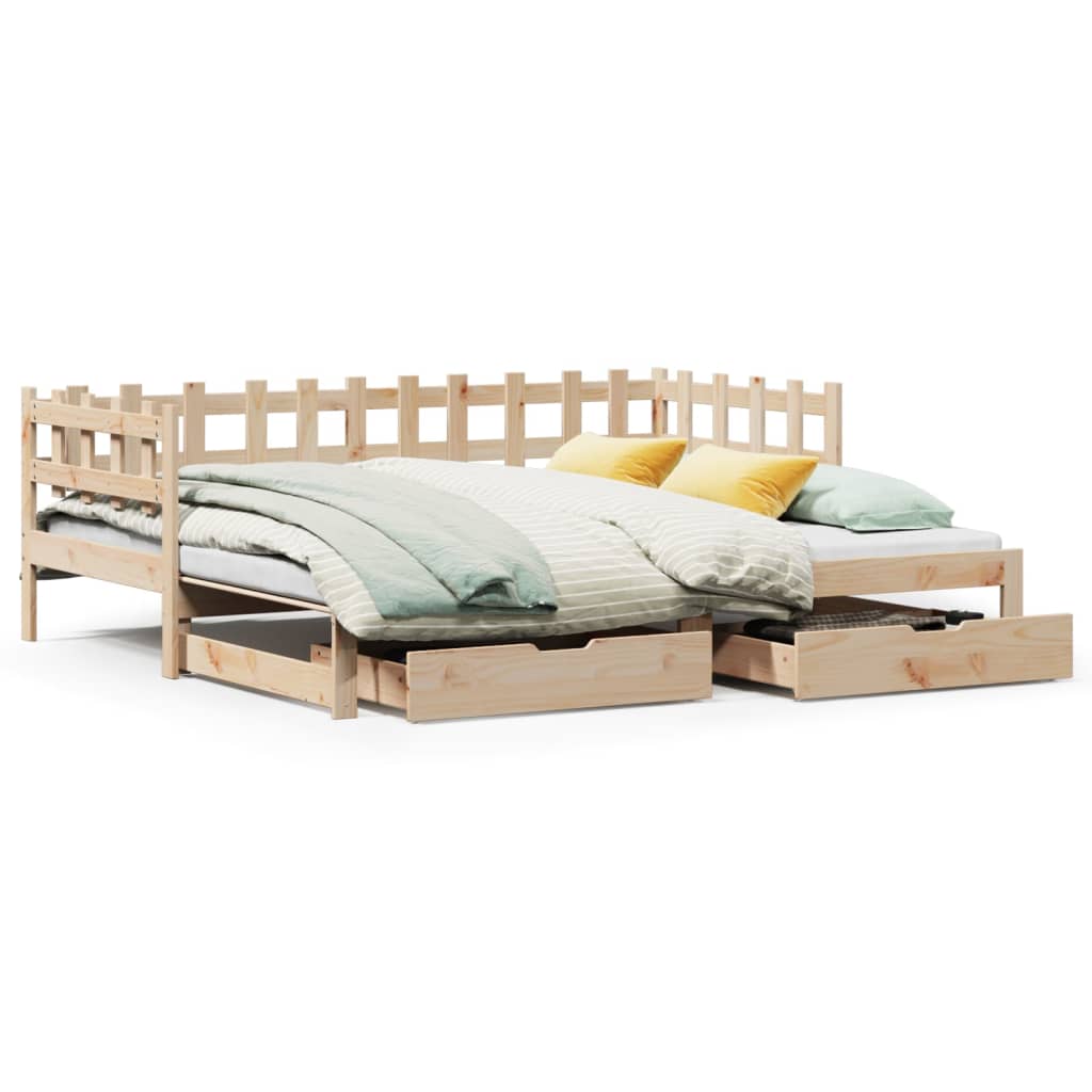 vidaXL Sofá cama nido con cajones madera maciza de pino 80x200 cm