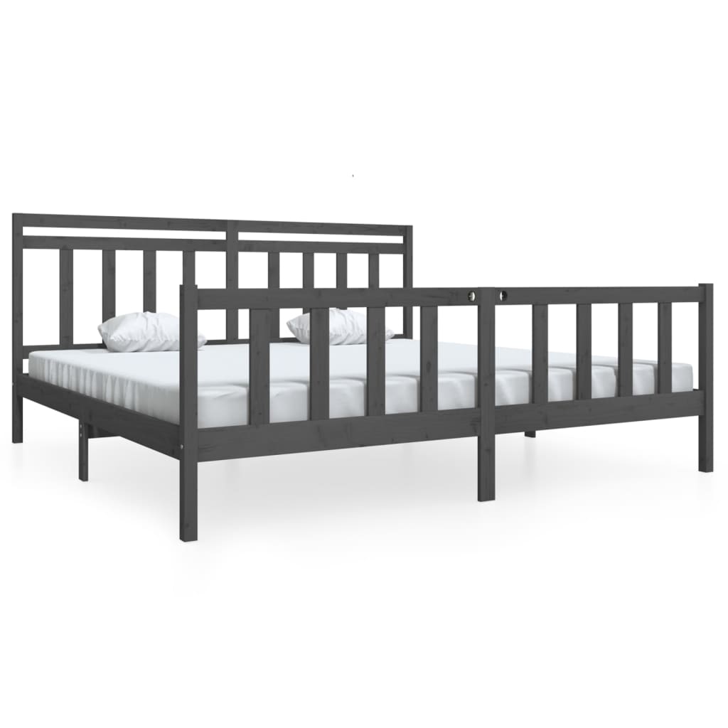 vidaXL Estructura de cama de madera maciza gris 200x200 cm