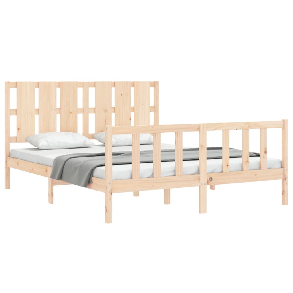 vidaXL Estructura de cama con cabecero madera maciza 160x200 cm