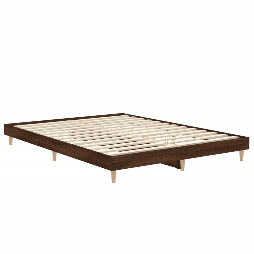 vidaXL Estructura de cama madera de ingeniería marrón roble 135x190 cm