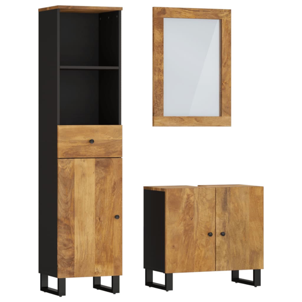 vidaXL Conjunto de muebles de baño 3 piezas madera maciza de mango