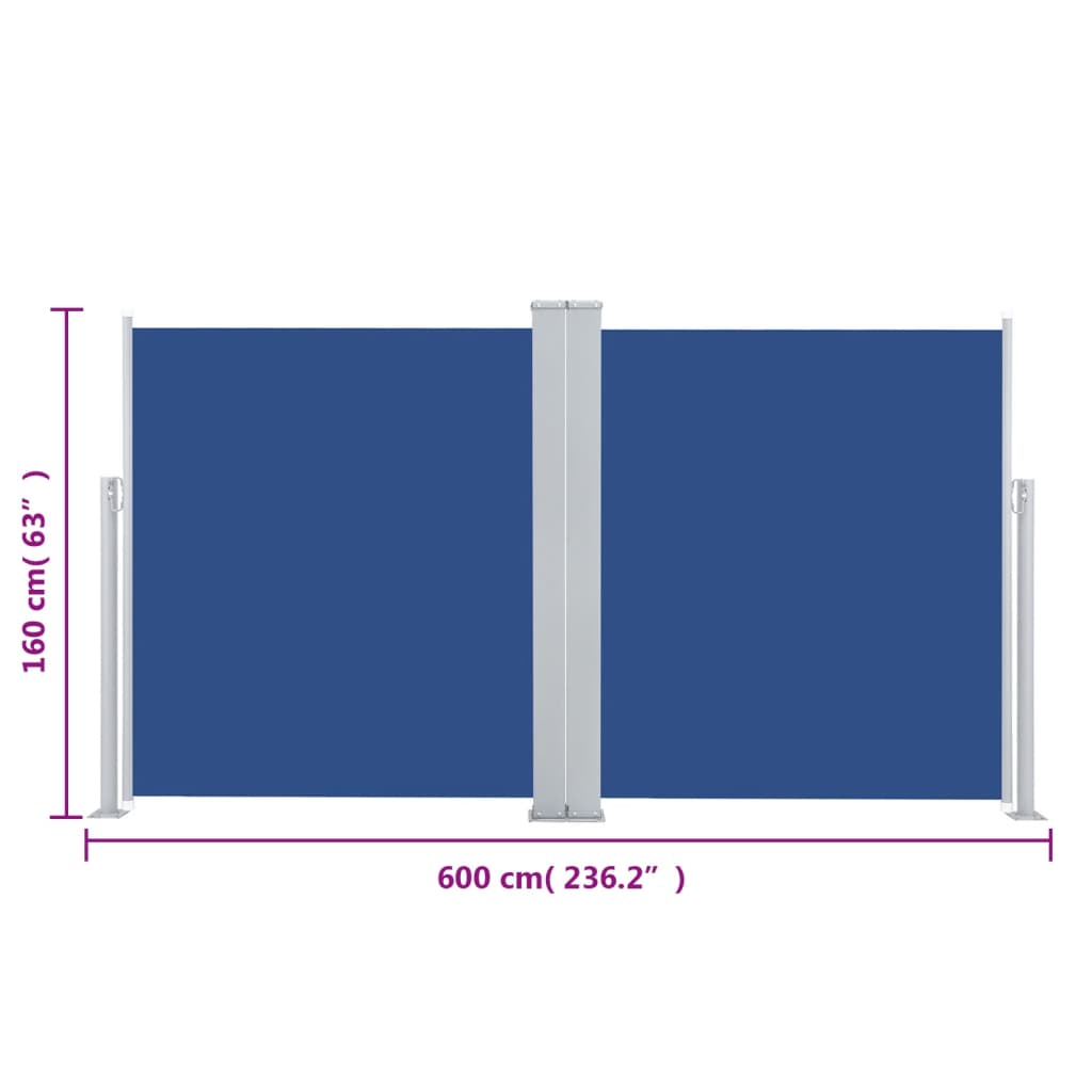 vidaXL Toldo lateral retráctil azul 160x600 cm