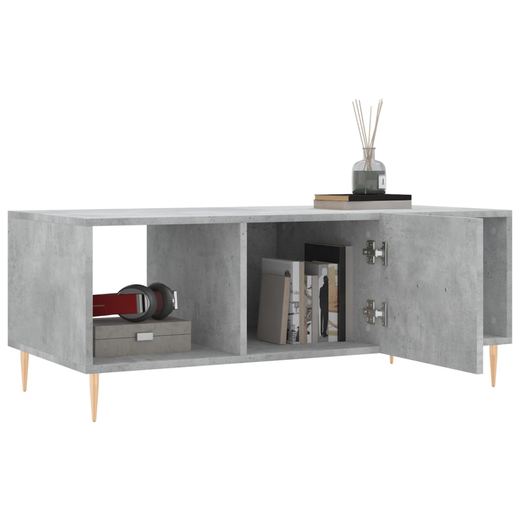 vidaXL Mesa de centro madera contrachapada gris hormigón 102x50x40 cm