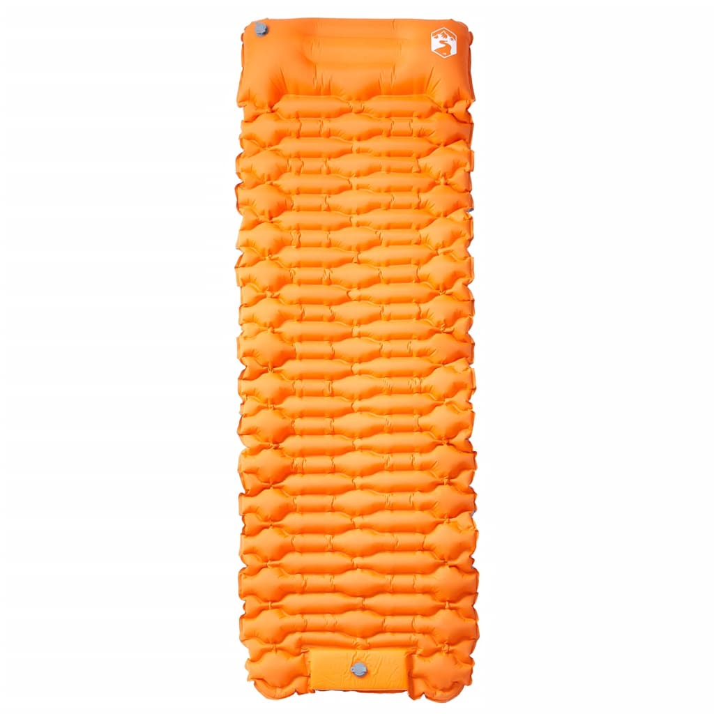 vidaXL Colchón de camping autoinflable con almohada 1 persona naranja