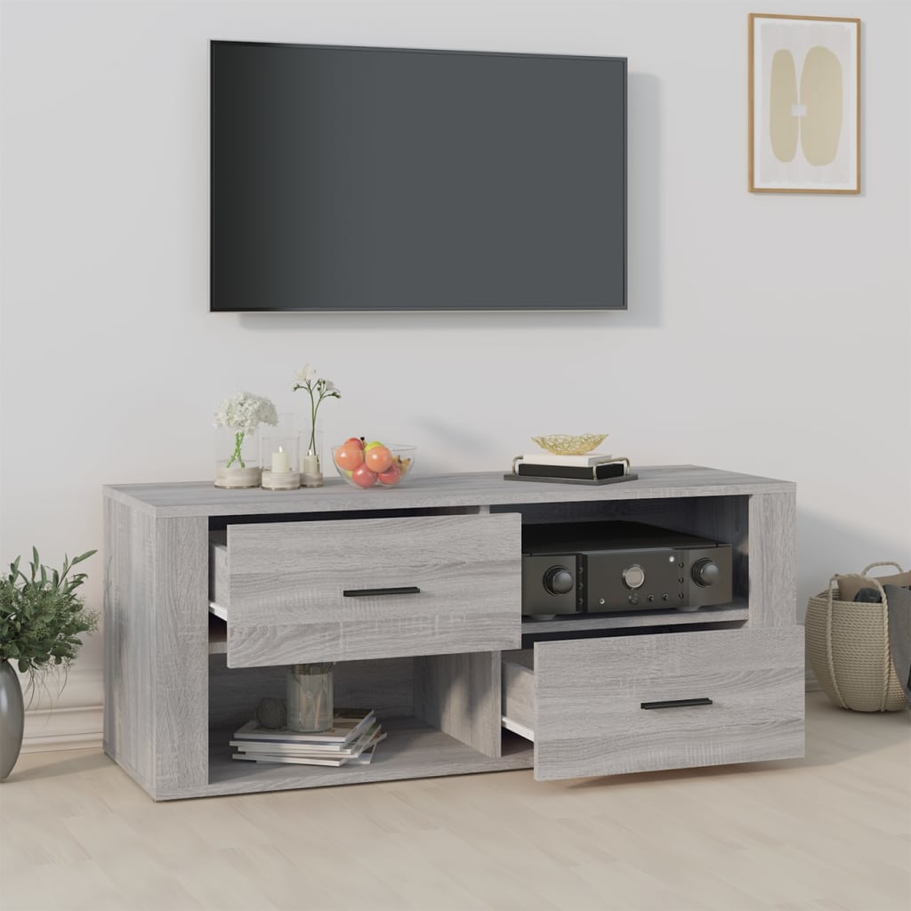 vidaXL Mueble de TV madera contrachapada gris Sonoma 100x35x40 cm