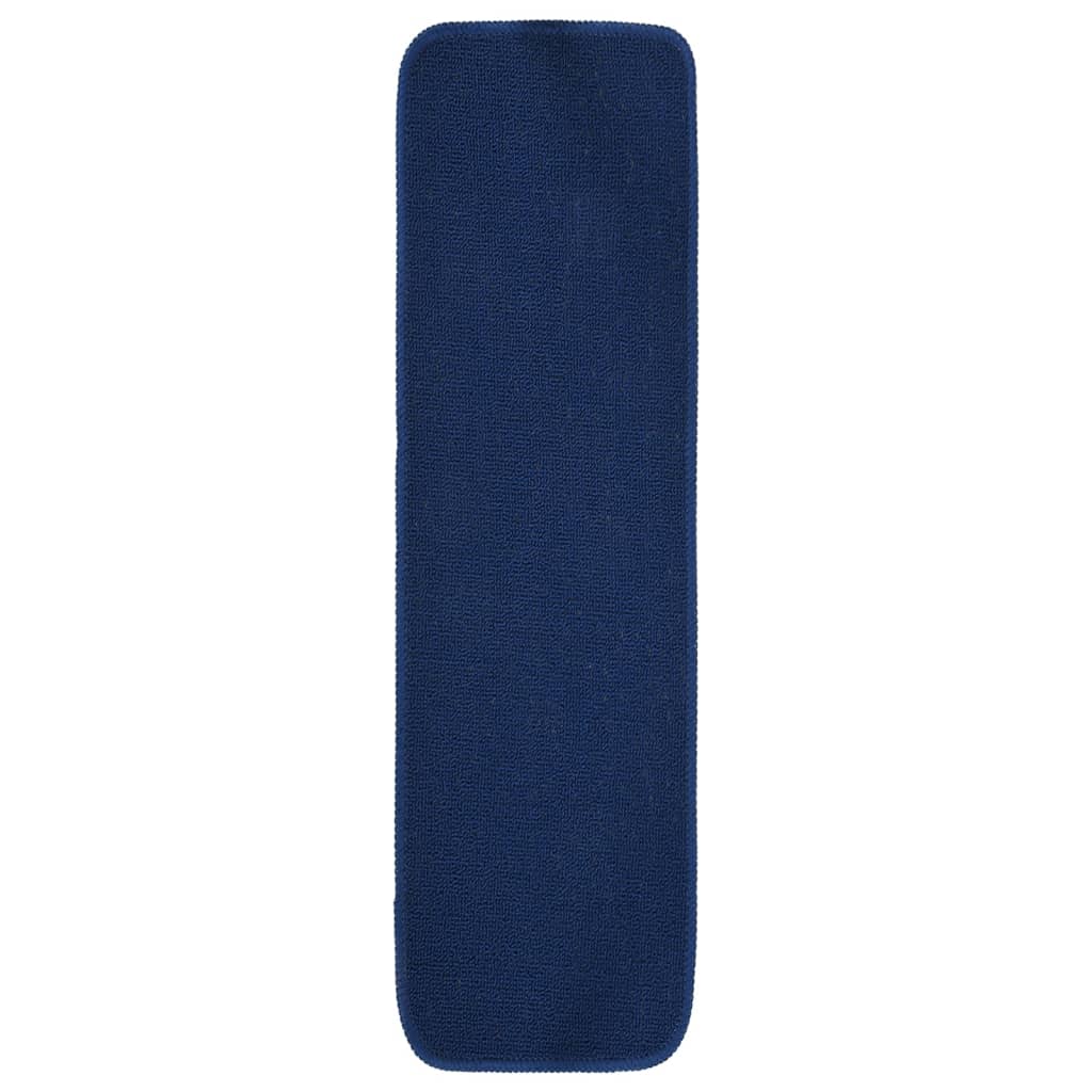 vidaXL Alfombrilla de escalera 15 uds azul marino rectangular 75x20 cm