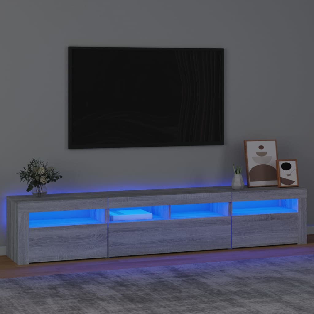 vidaXL Mueble de TV con luces LED gris Sonoma 210x35x40 cm