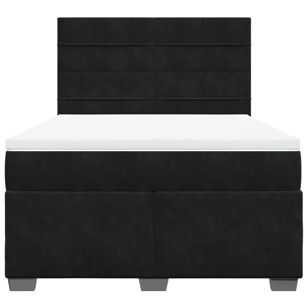 vidaXL Cama box spring con colchón terciopelo negro 140x190 cm