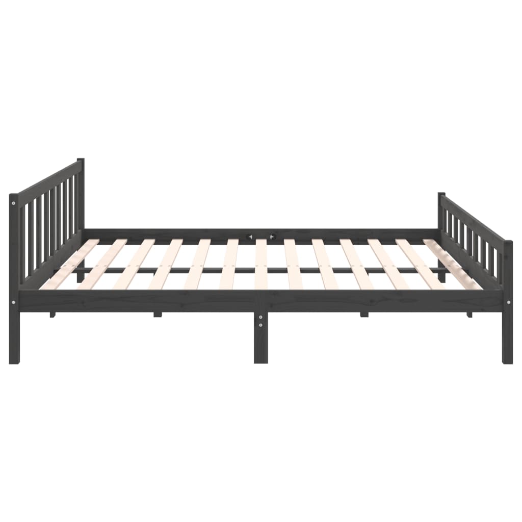 vidaXL Estructura de cama de madera maciza gris 160x200 cm