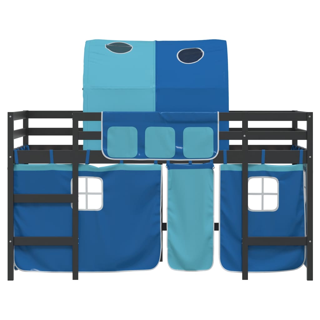 vidaXL Cama alta para niños con túnel madera pino azul 80x200 cm