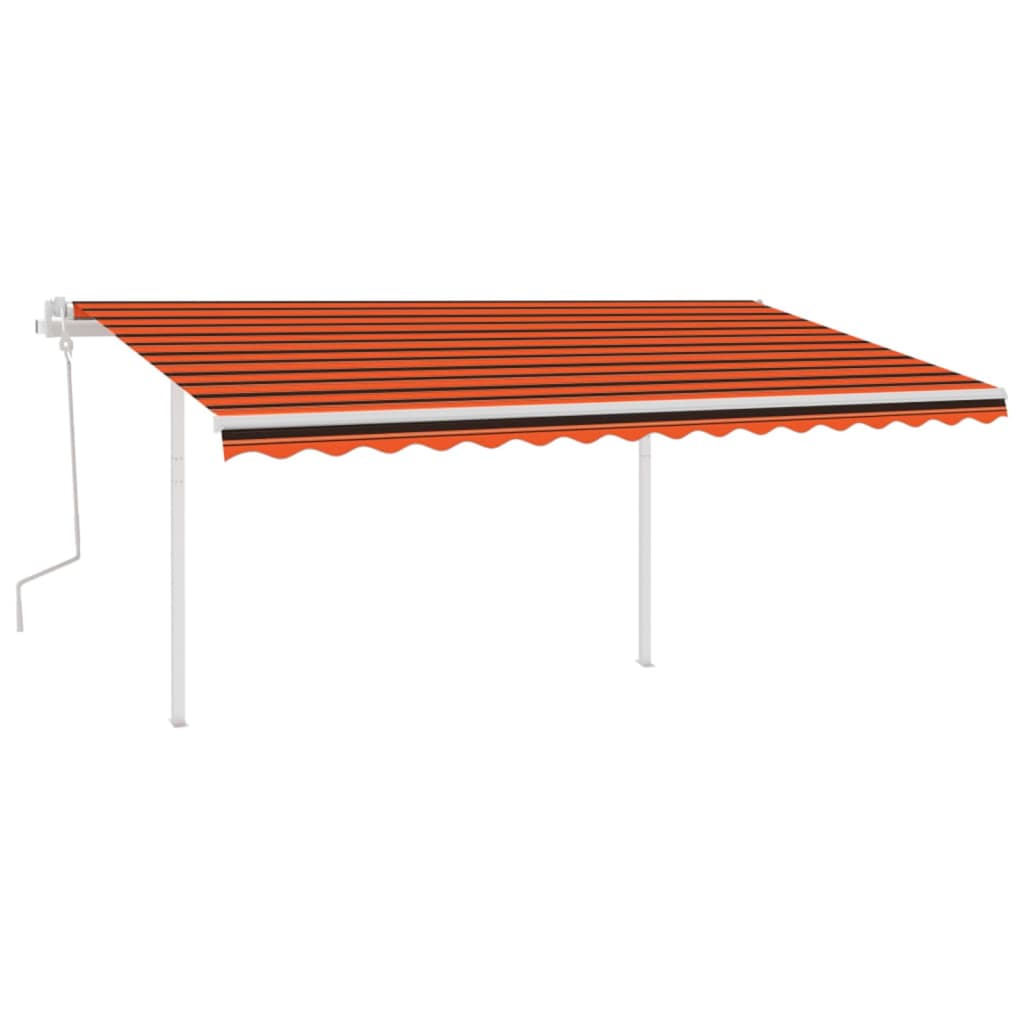 vidaXL Toldo retráctil manual con LED naranja y marrón 4x3,5 m