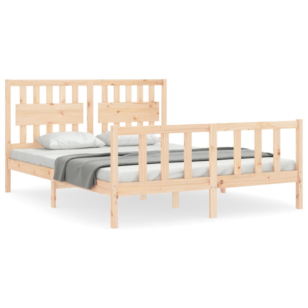 vidaXL Estructura de cama con cabecero madera maciza 160x200 cm