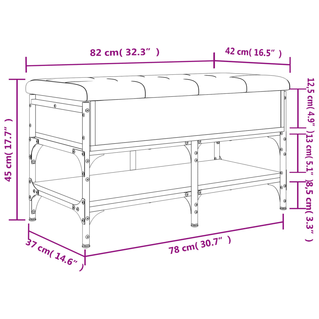 vidaXL Banco zapatero madera de ingeniería marrón roble 82x42x45 cm