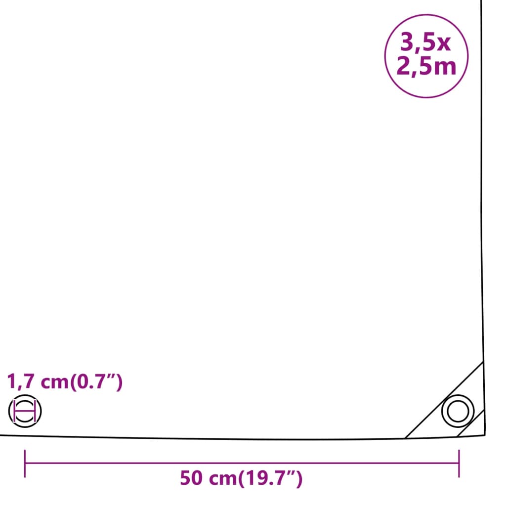 vidaXL Lona 650 g/m² 3,5x2,5 m negro