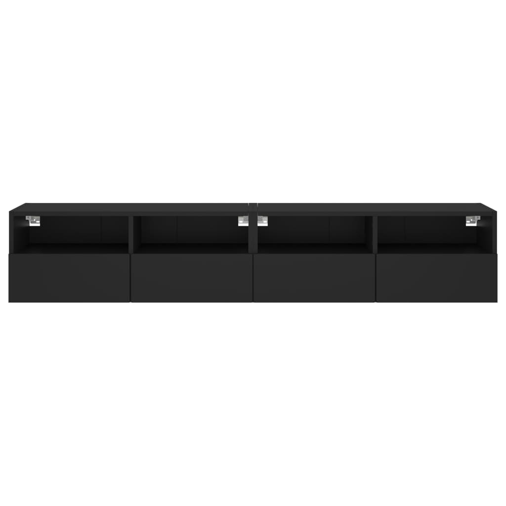 vidaXL Muebles de pared TV 2 uds madera ingeniería negro 80x30x30 cm