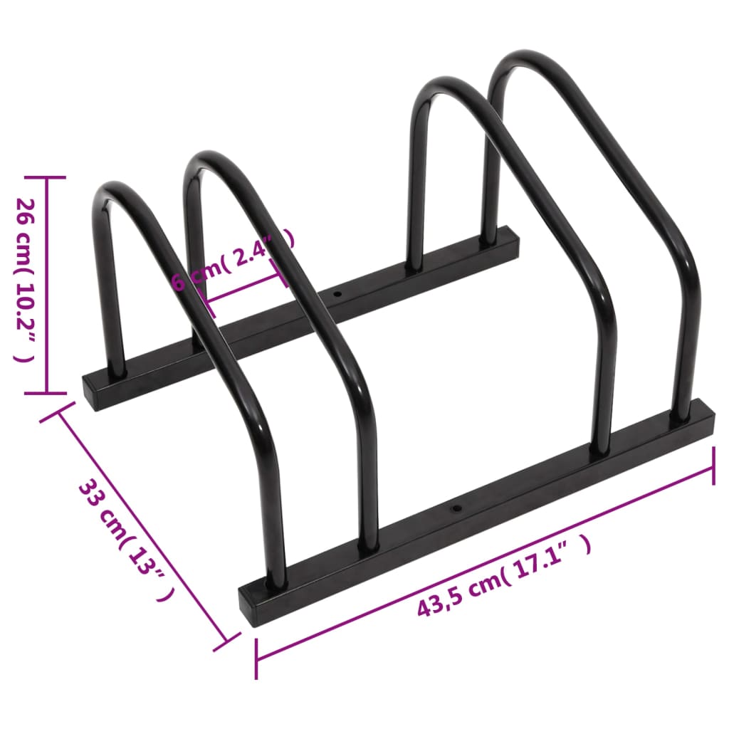 vidaXL Bicicletero para 2 bicicletas acero negro