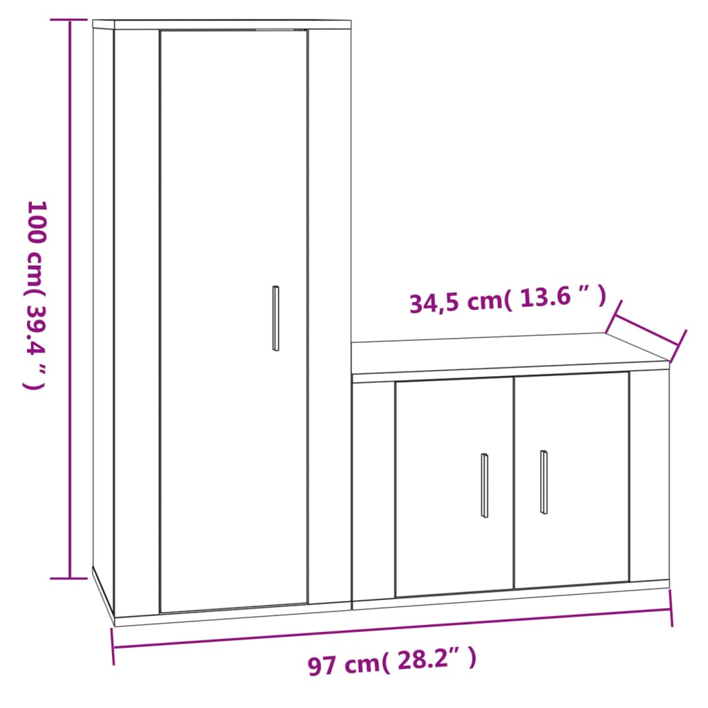 vidaXL Set de muebles para TV 2 pzas madera contrachapada roble sonoma