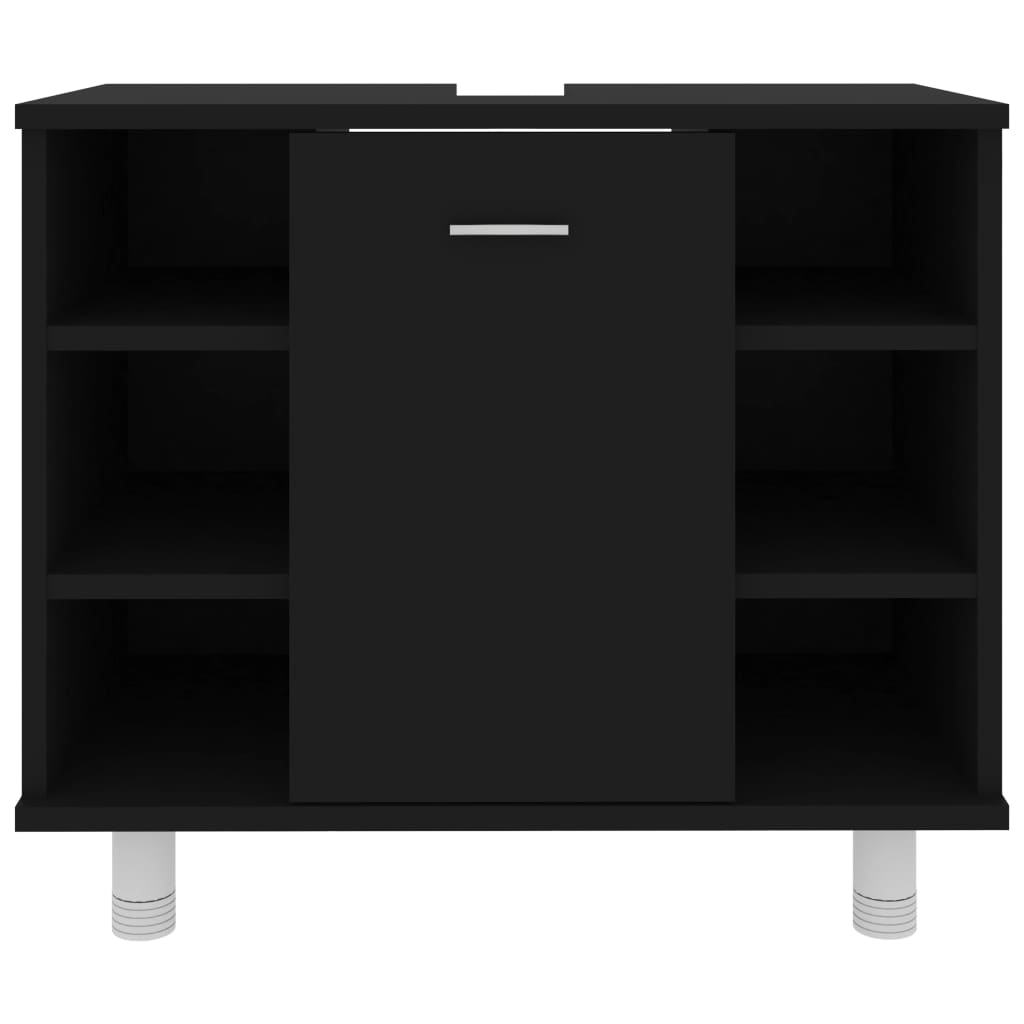 vidaXL Juego de muebles de baño 3 pzas madera ingeniería negro