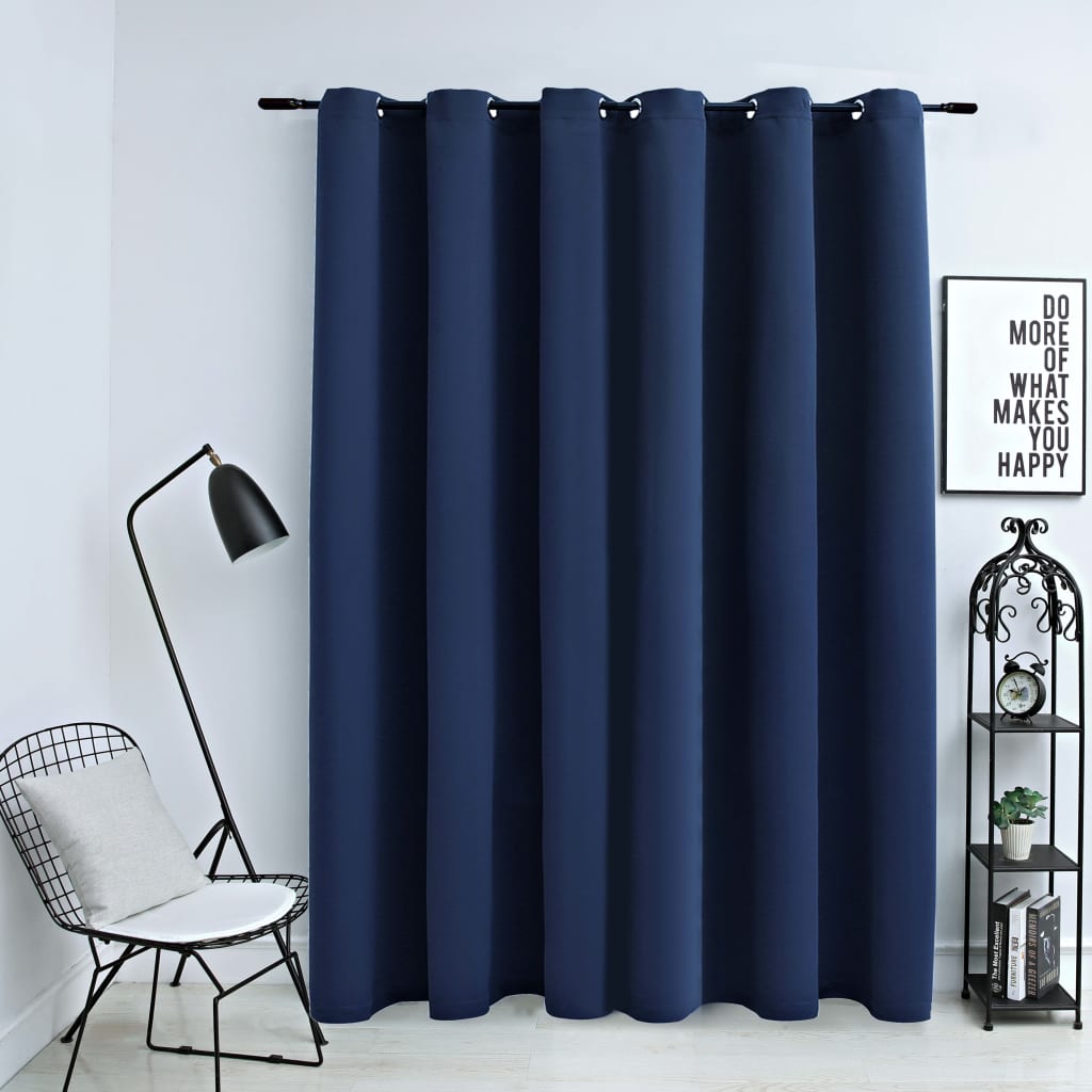 vidaXL Cortina opaca con anillas de metal azul 290x245 cm