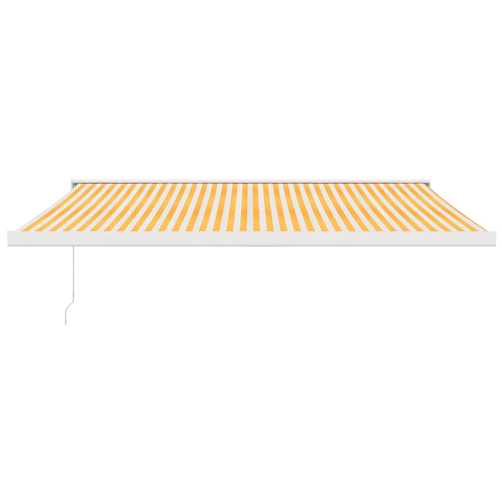 vidaXL Toldo retráctil aluminio y tela amarillo y blanco 4x3 m