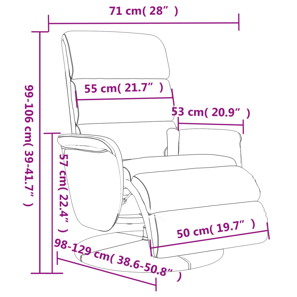 vidaXL Sillón reclinable masaje con reposapiés cuero sintético negro