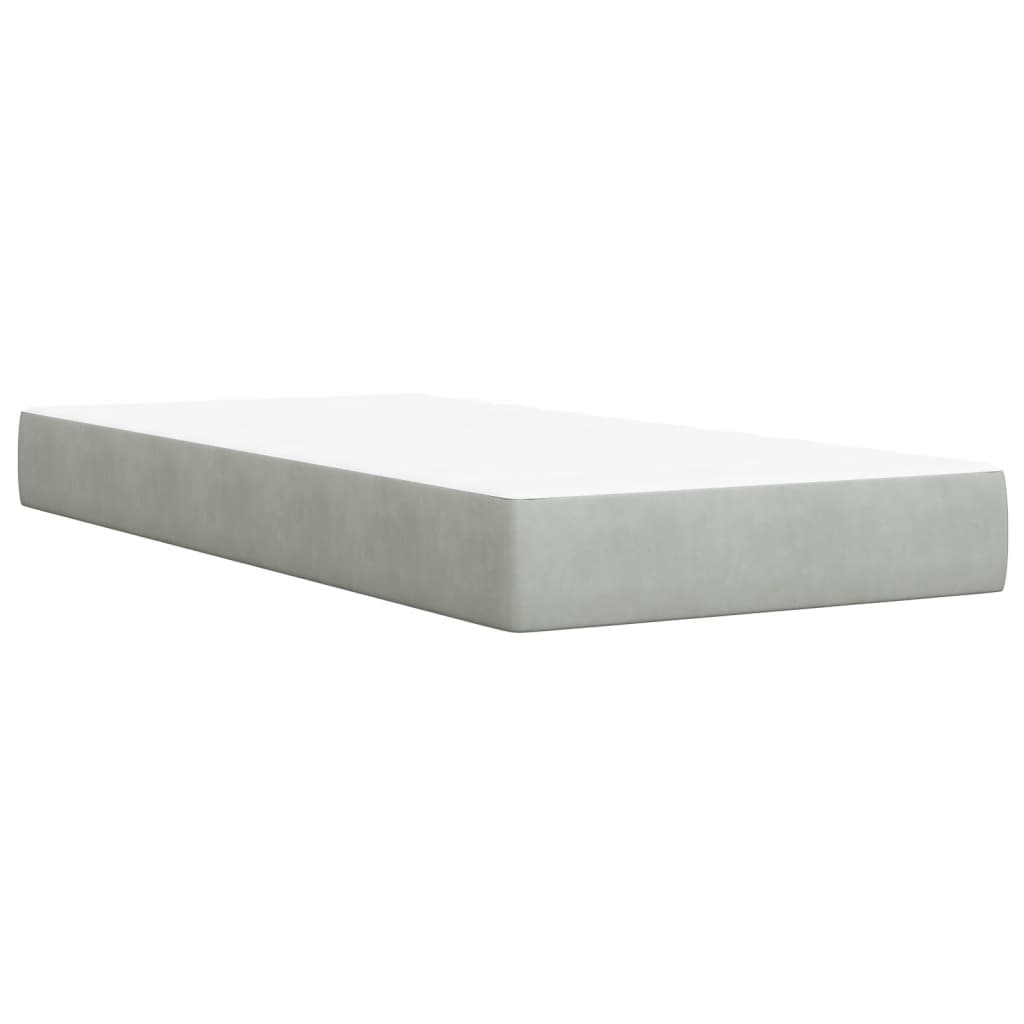 vidaXL Cama box spring con colchón terciopelo gris claro 100x200 cm