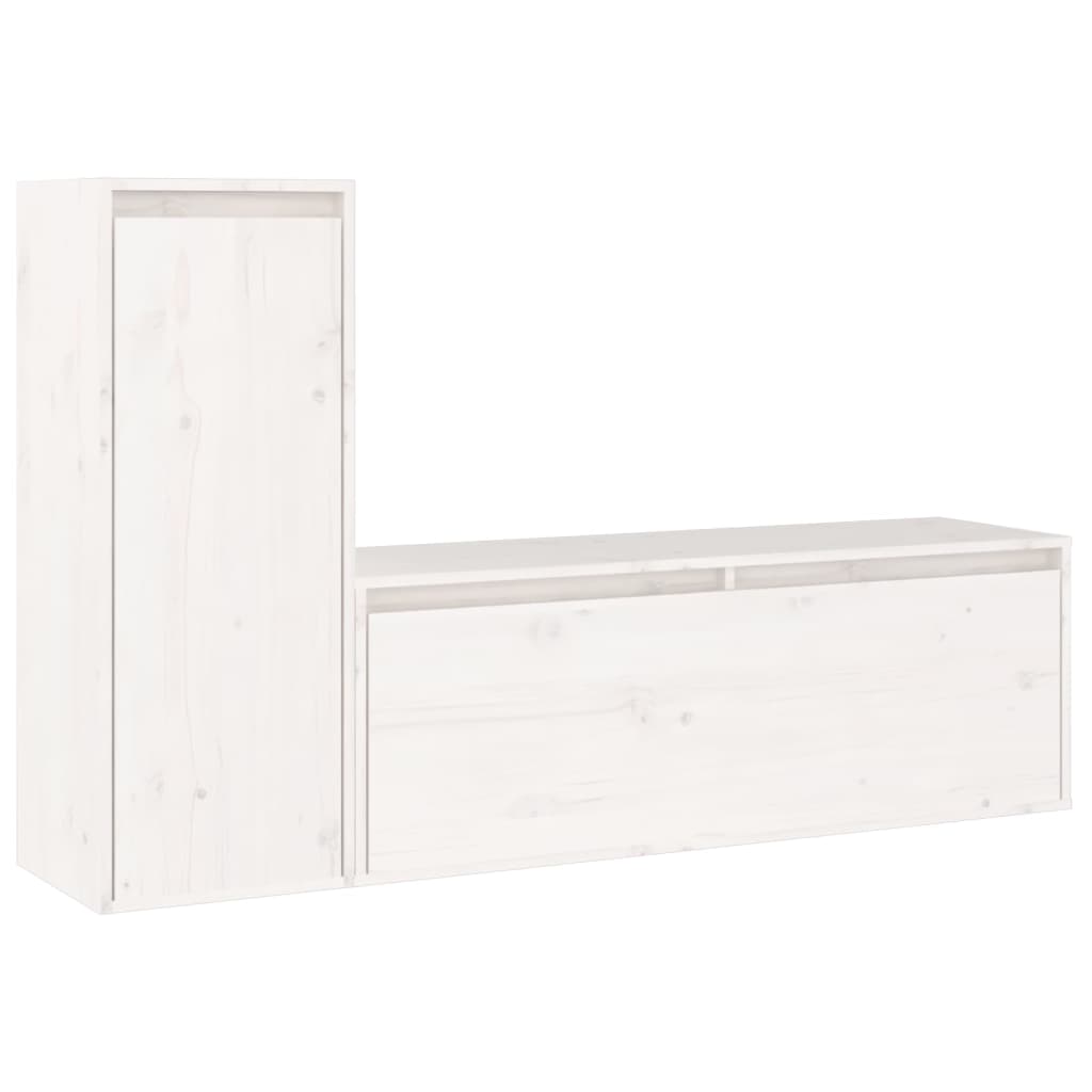 vidaXL Muebles para TV 2 piezas madera maciza de pino blanco