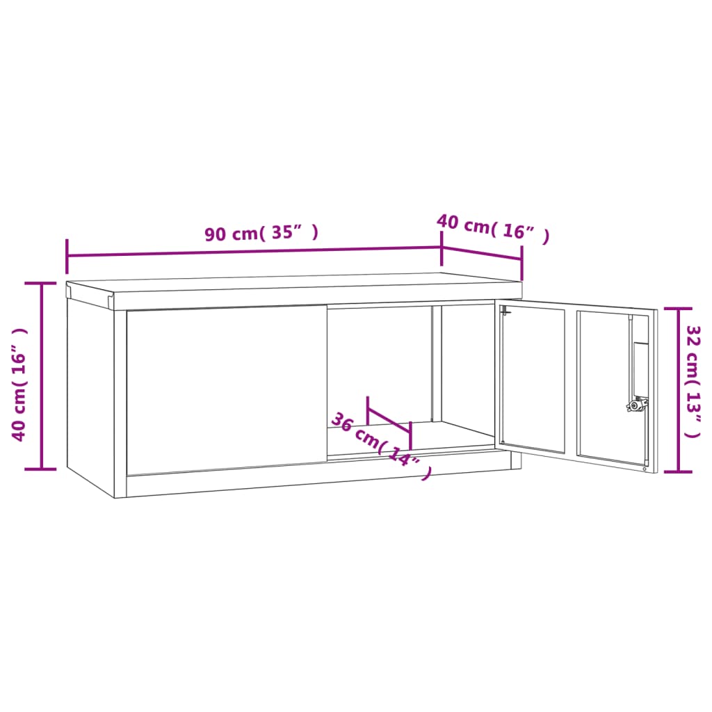 vidaXL Armario archivador de acero blanco 90x40x145 cm