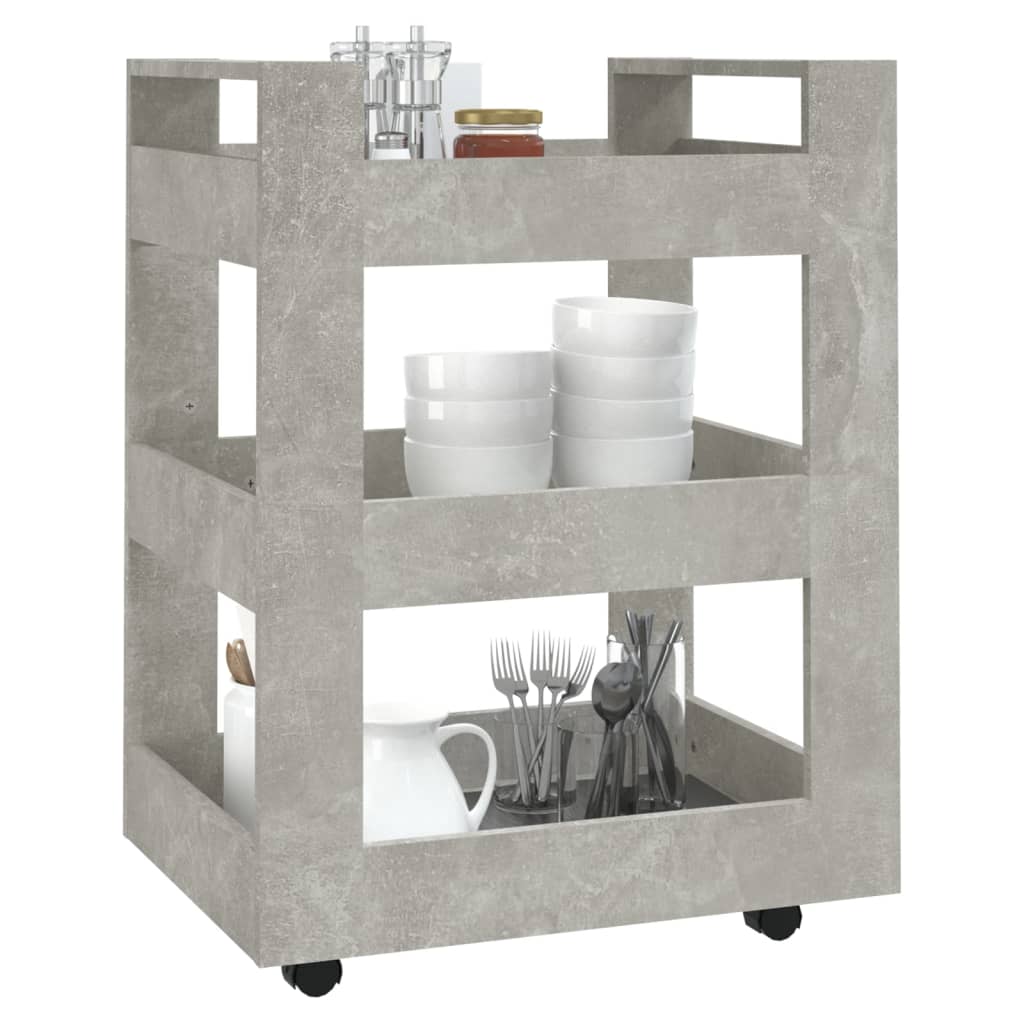 vidaXL Carrito de cocina madera contrachapada gris hormigón 60x45x80cm