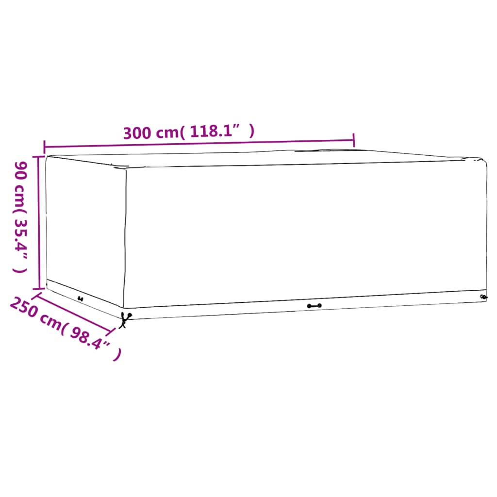 vidaXL Fundas muebles jardín 2 uds 16 ojales rectangular 300x250x90 cm