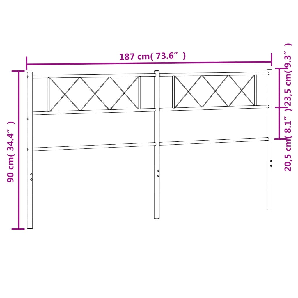 vidaXL Cabecero de metal negro 180 cm