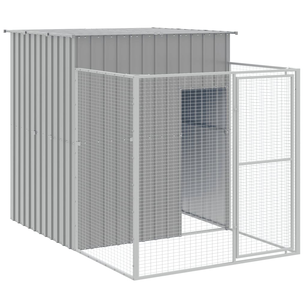 vidaXL Caseta perros corral acero galvanizado gris claro 165x863x181cm