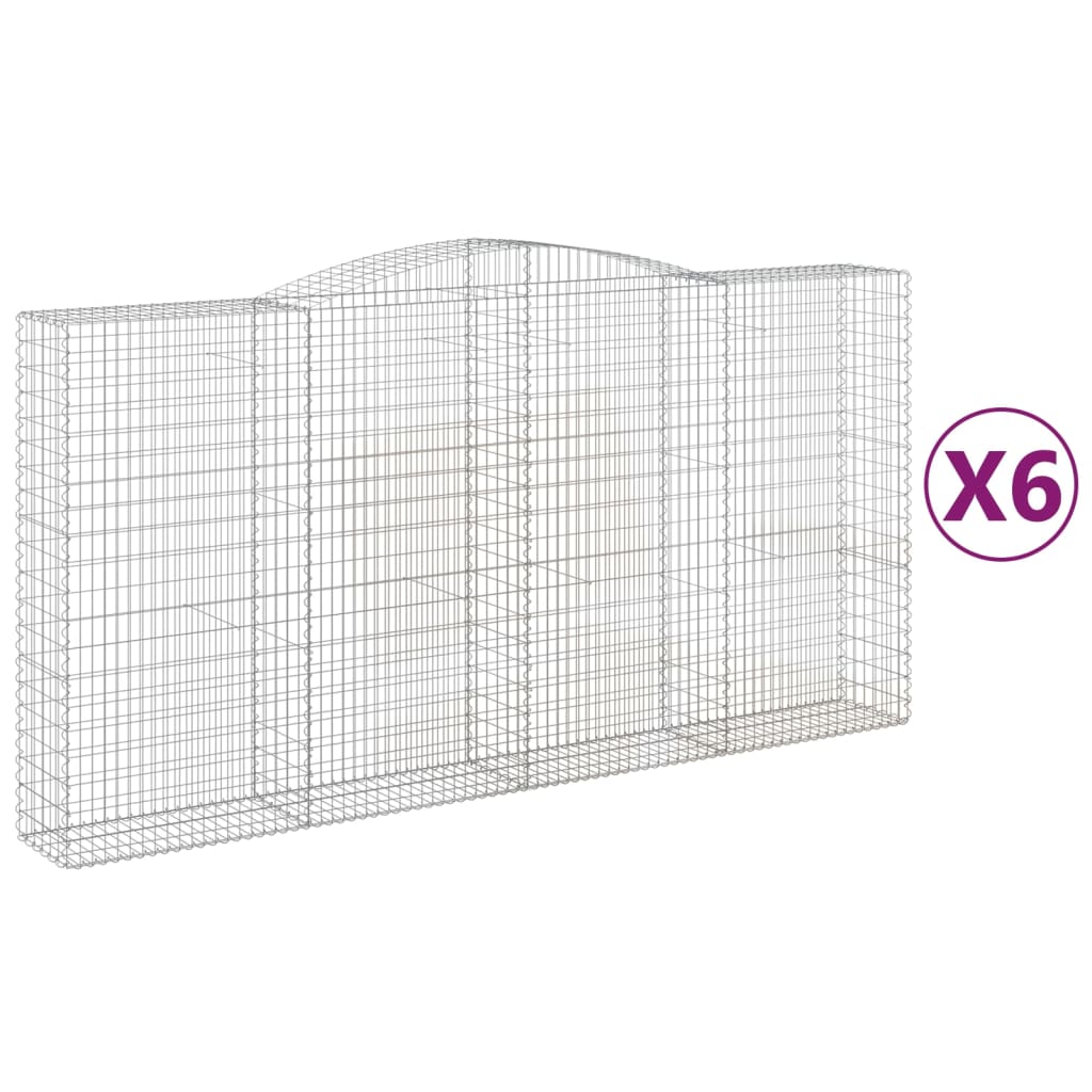 vidaXL Cestas de gaviones 6 uds forma de arco hierro 400x50x200/220 cm