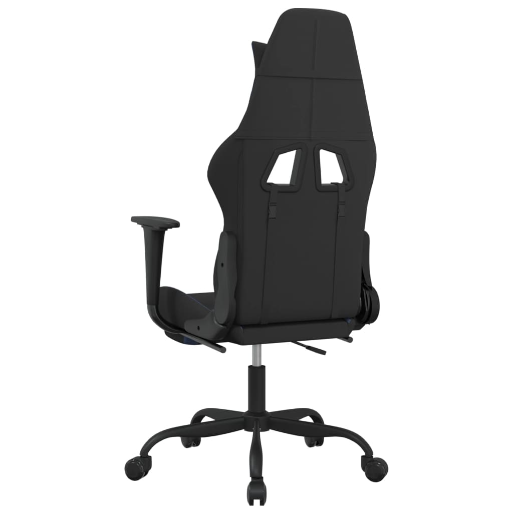 vidaXL Silla gaming de masaje con reposapiés tela negro y azul