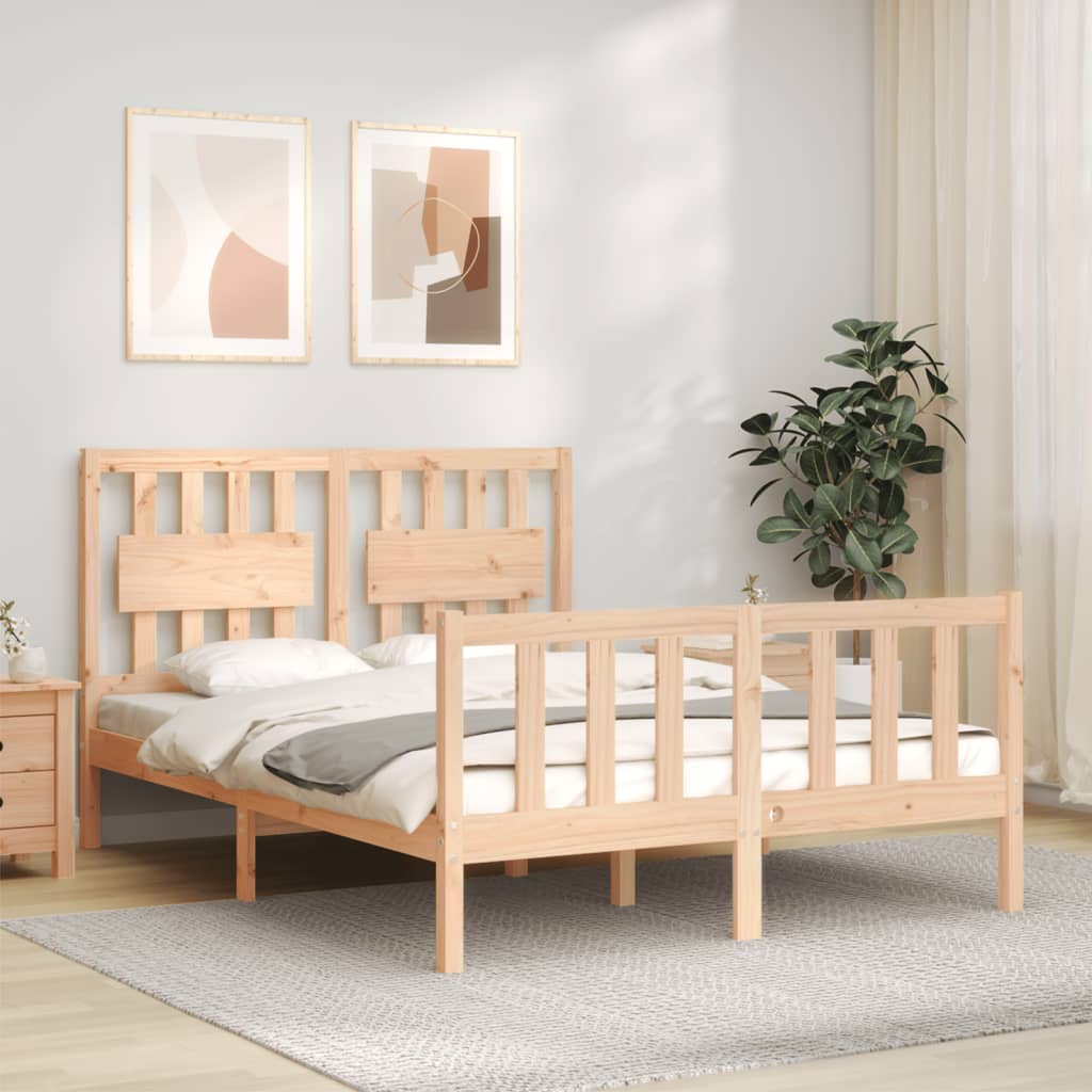 vidaXL Estructura de cama con cabecero madera maciza 140x200 cm