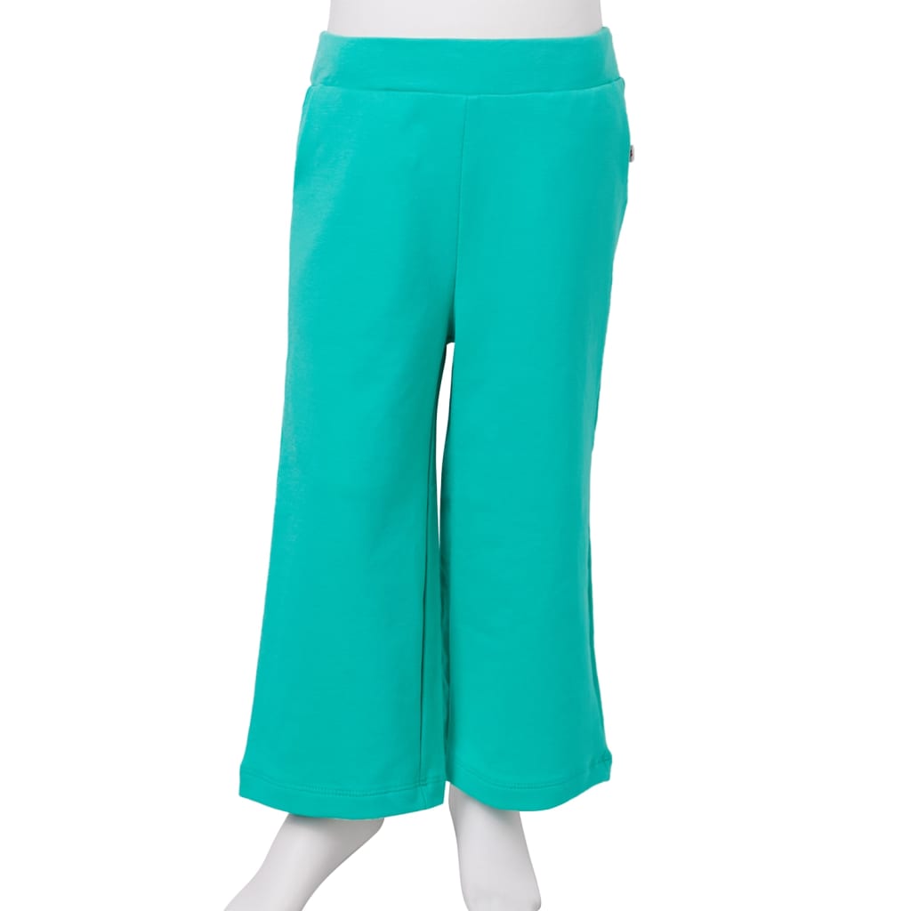 Pantalón infantil con perneras anchas verde menta 128